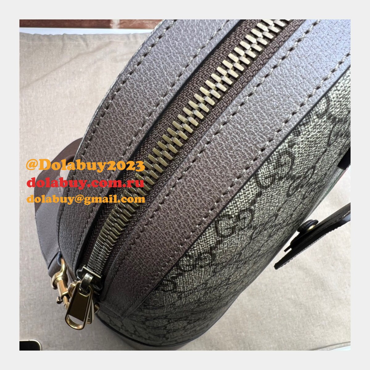 Top Quality Gucci UK Savoy 724654 Bowling Ebony Supreme Tote Bag