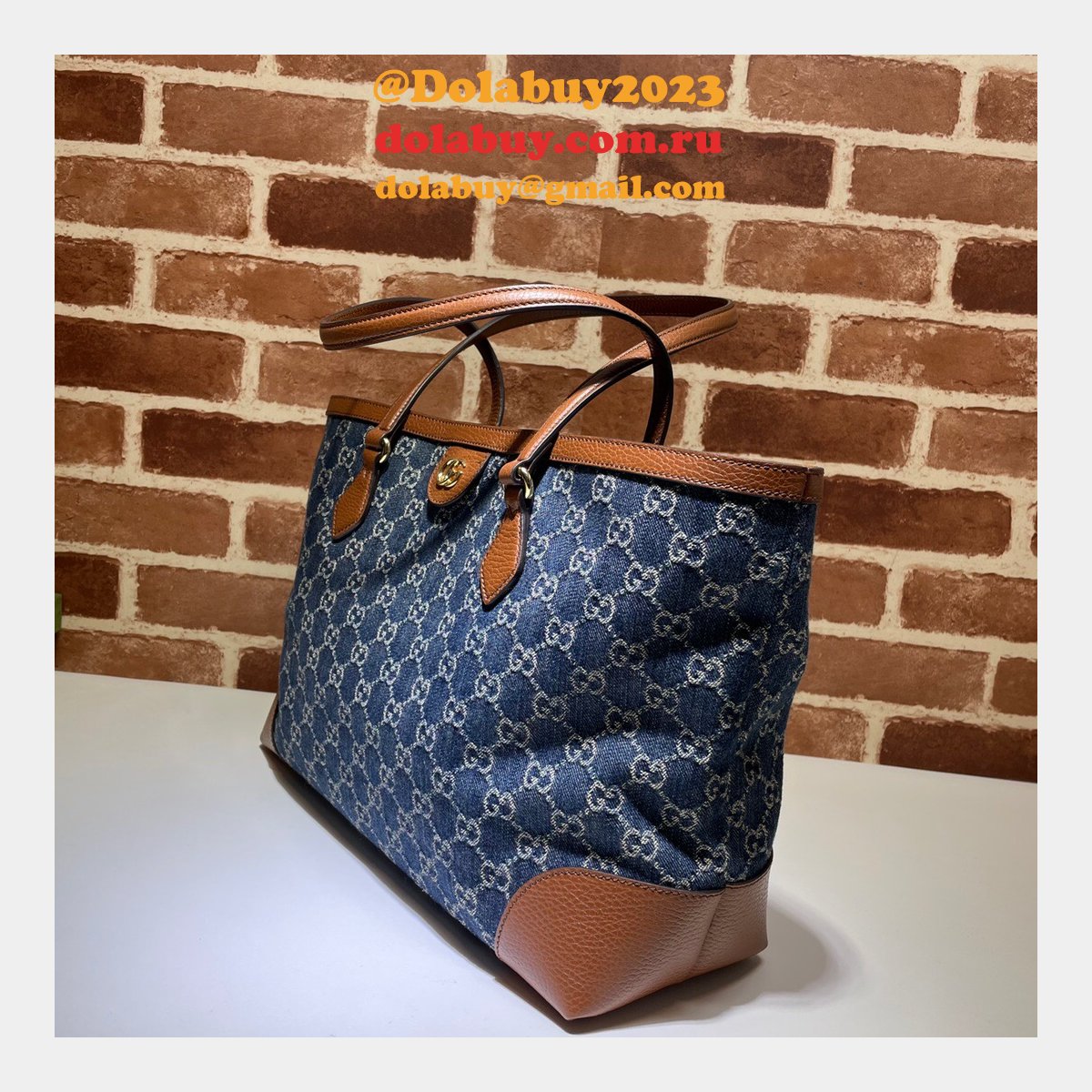 Dark blue Knockoff Gucci Ophidia GG medium tote 631685 Bag