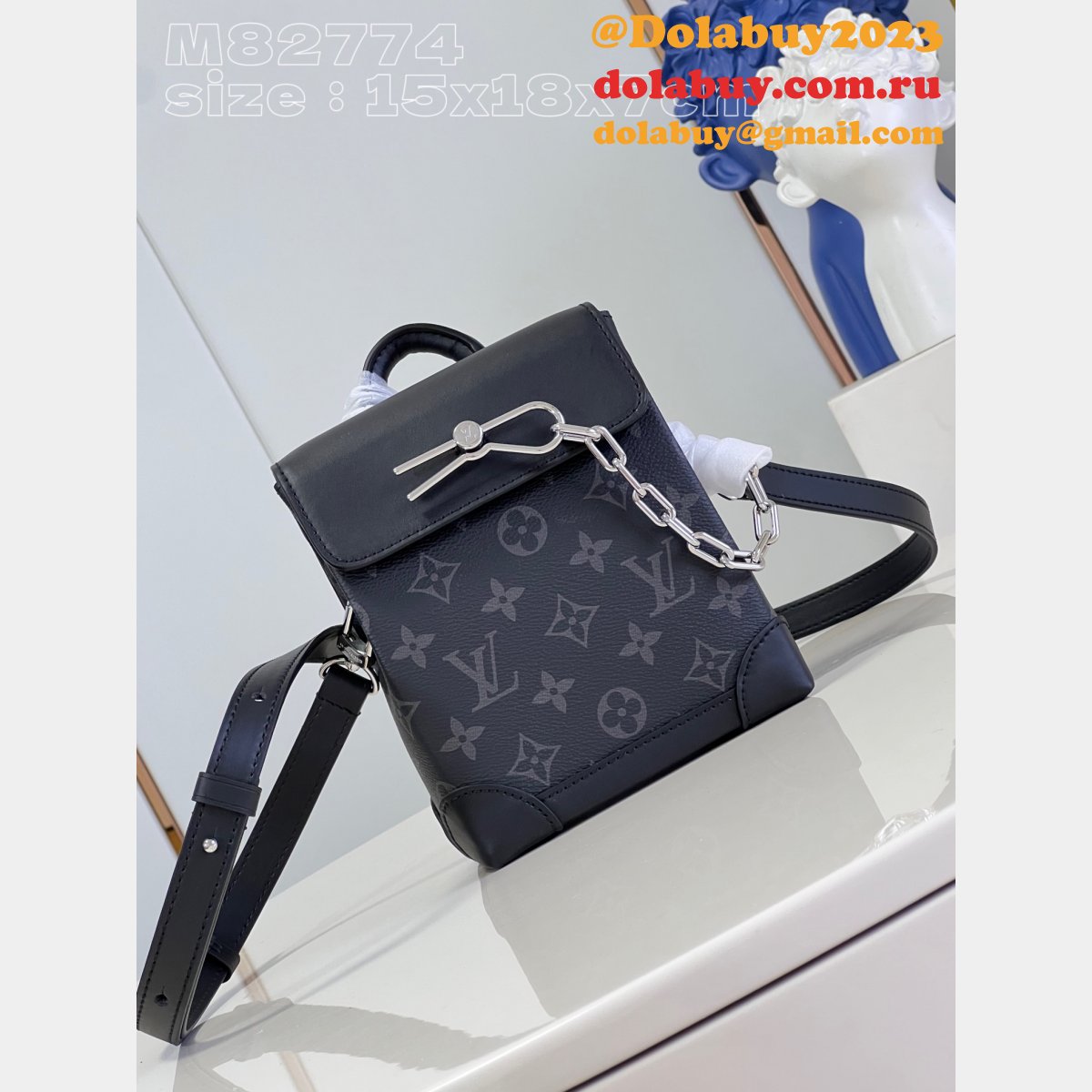 Nano Steamer Monogram Eclipse M82774 Knock Off Louis Vuitton Bag