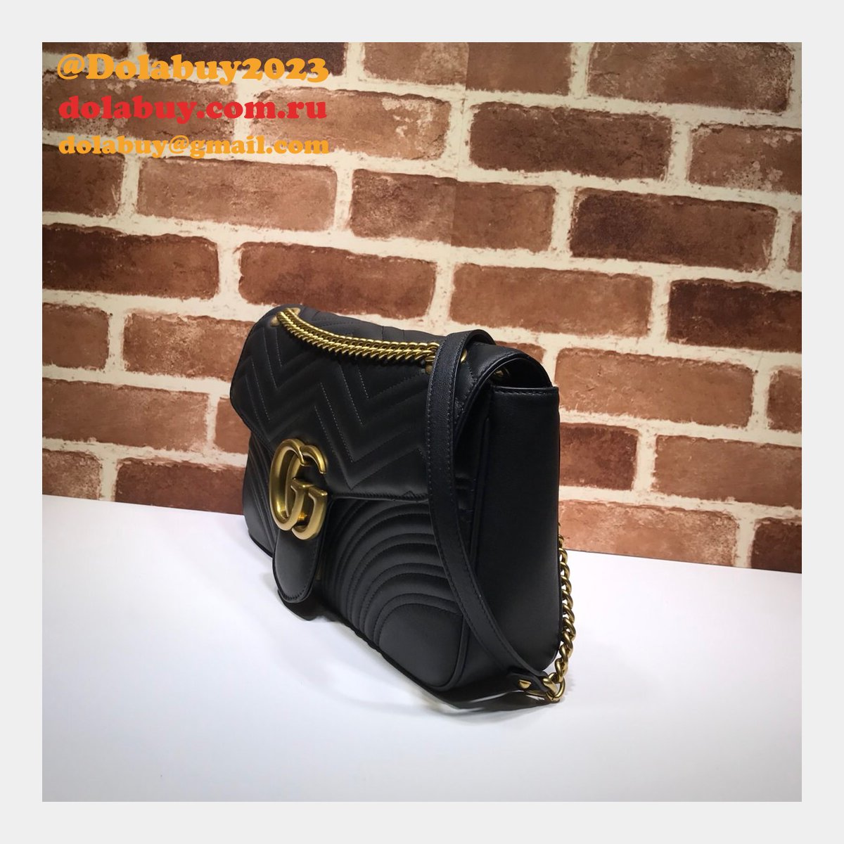 WHOLESALE GUCCI REPLICAS BEST 447633 LEATHER GG MARMONT
