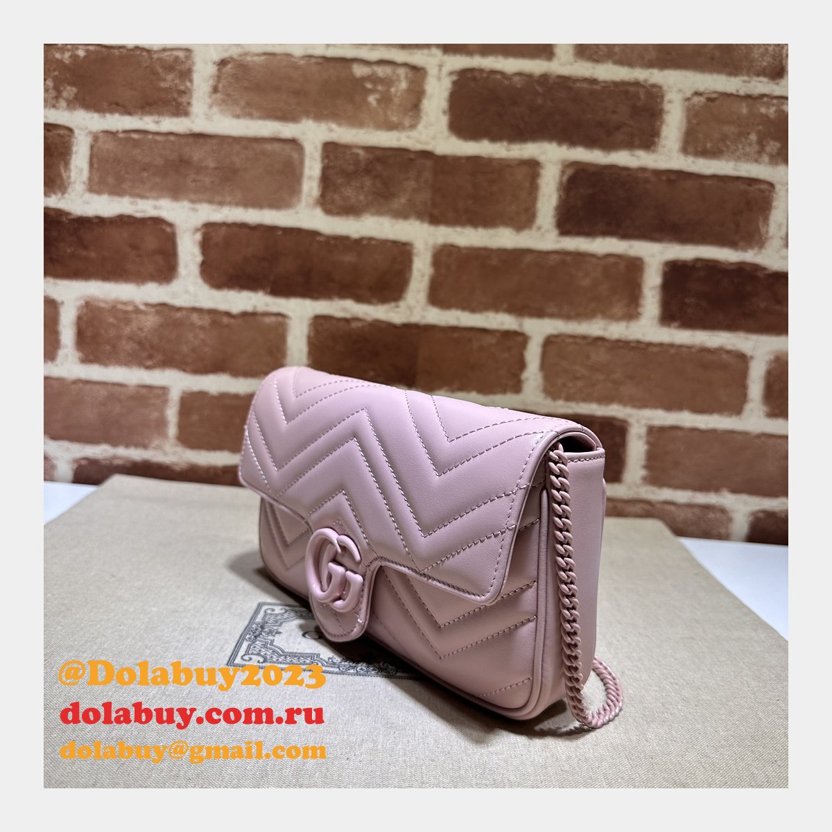 Inspired GG Marmont Crossbody Replica Gucci Pink 751526 Bag
