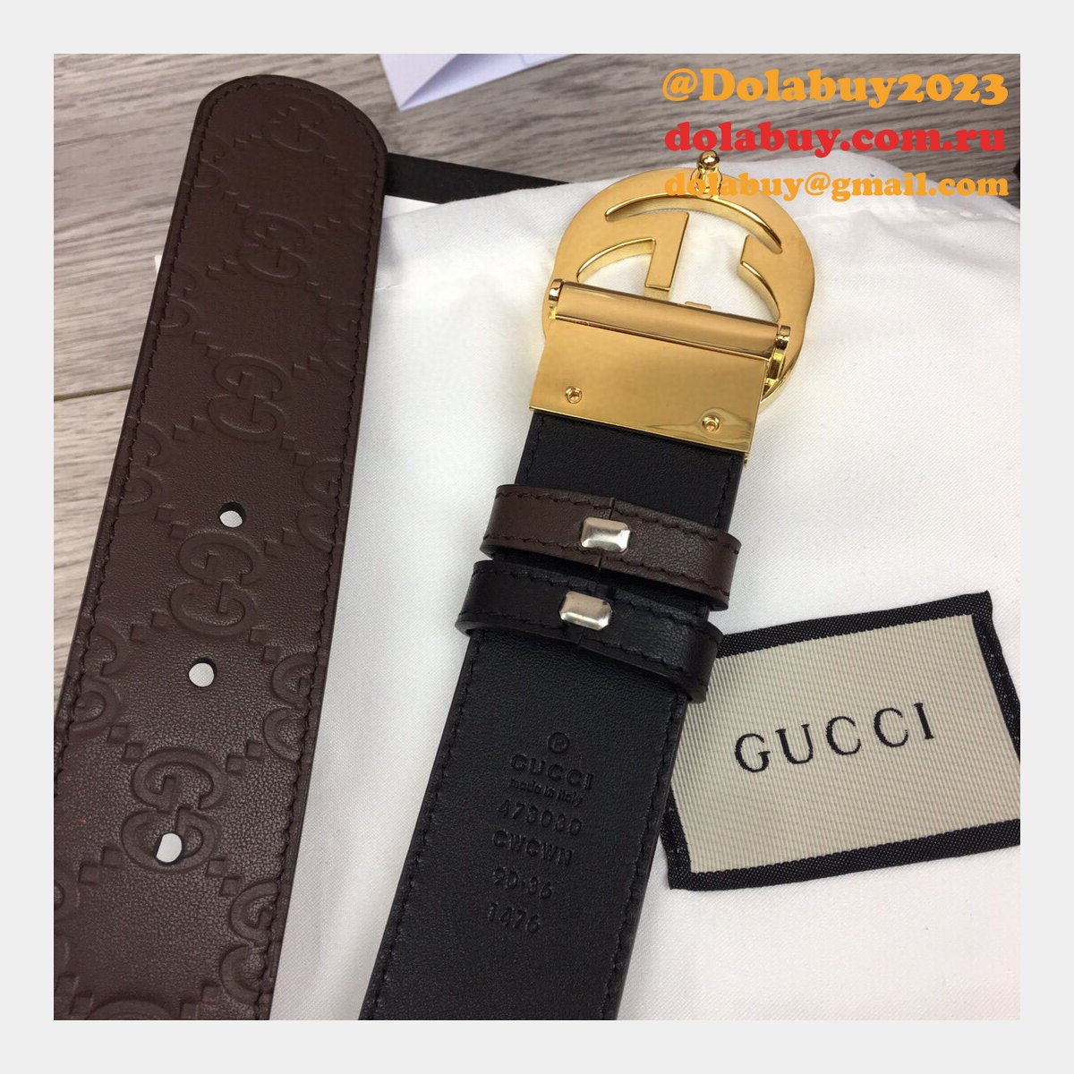 Fake Gucci 37MM Double G leather Replica belt