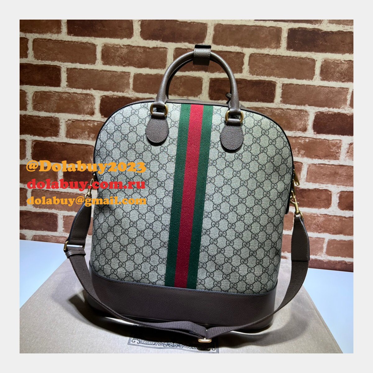 Top Quality Gucci UK Savoy 724654 Bowling Ebony Supreme Tote Bag