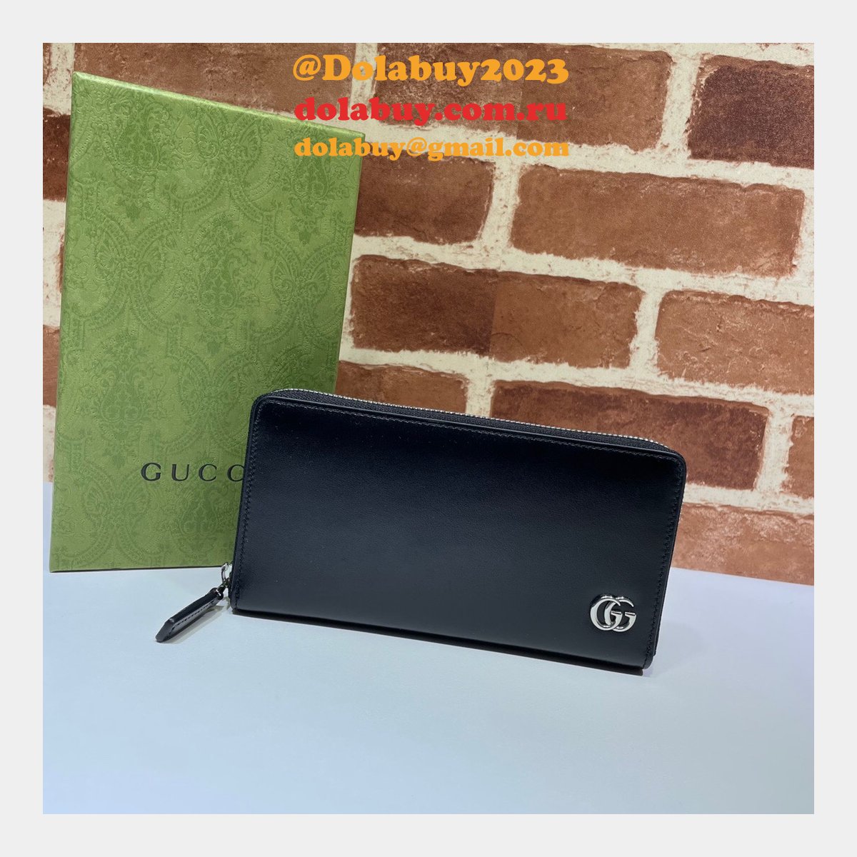 Gucci Replica 428736 UK Black Zip Around Wallet Purse Plated