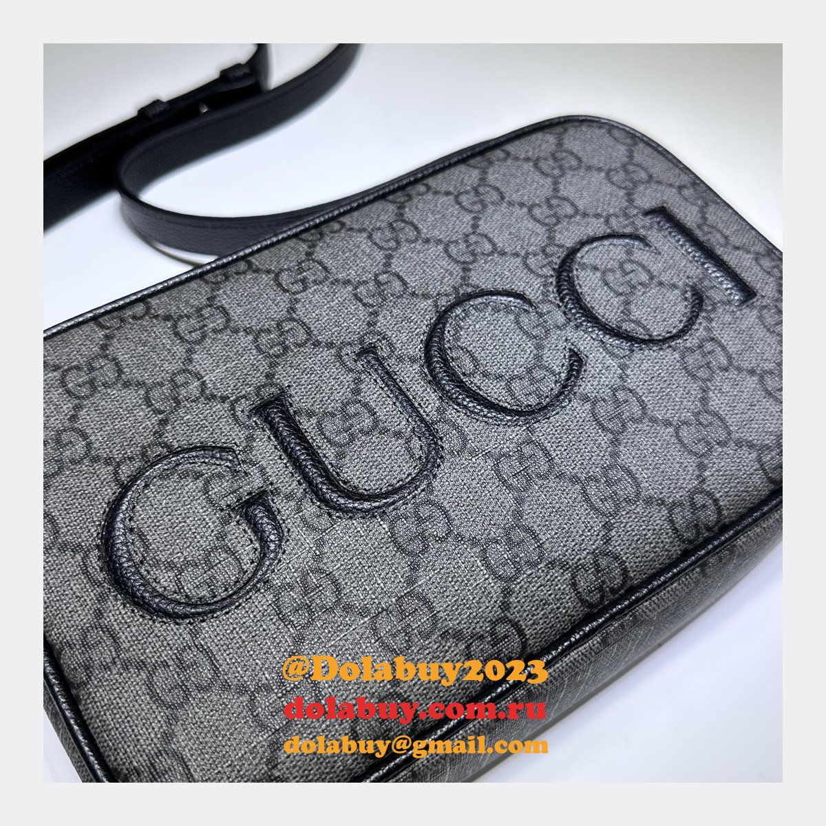 High Fashion Gucci 768391 Shoulder Grey and Black Replica Bag