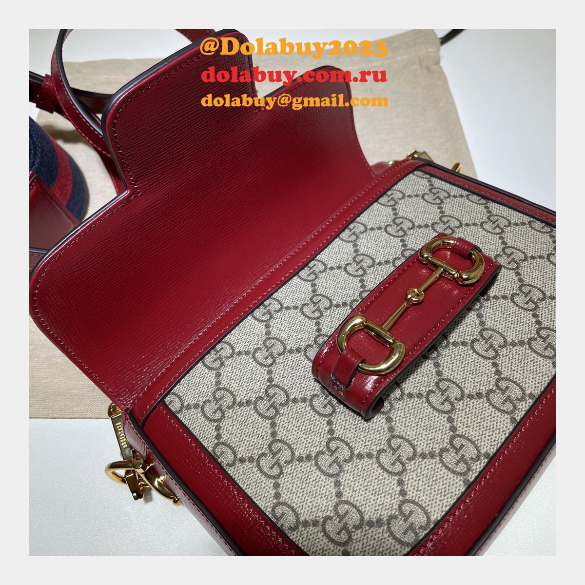 Luxury Gucci Horsebit 1955 Shoulder 658574 Red Bags for Women