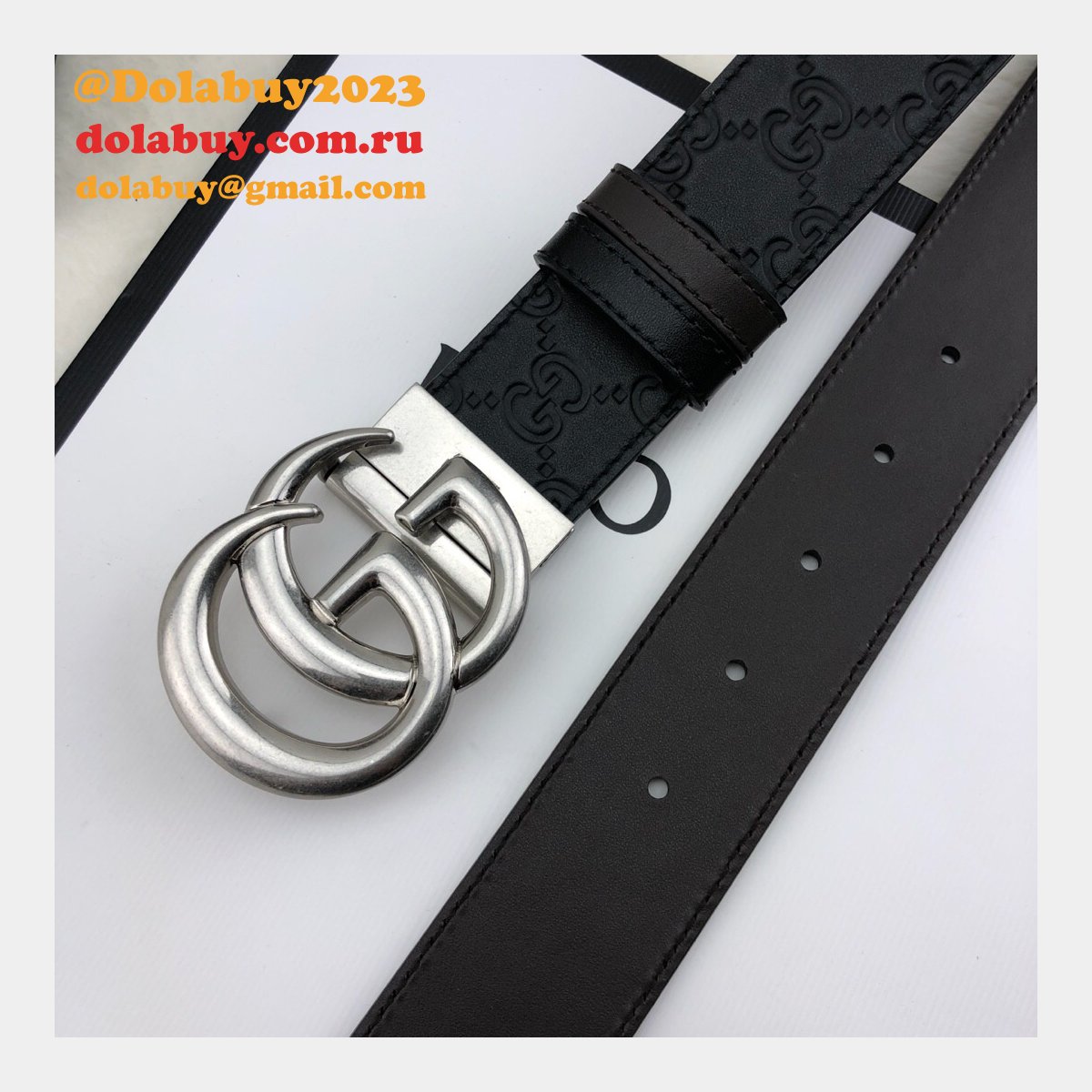 Gucci Belt With Double G Buckle 38mm-2 Black Fake