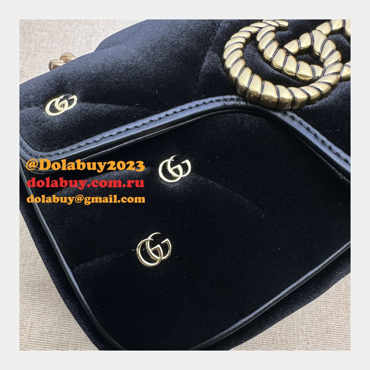 Affordable 446744 Black Marmont Top-Quality Fake Gucci Bags