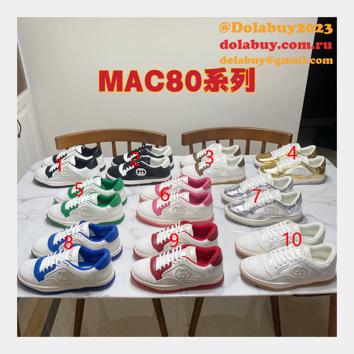 Gucci Replica Inspired Mac80 Leather Low-top Sneakers 1:1 Mirror Shoes