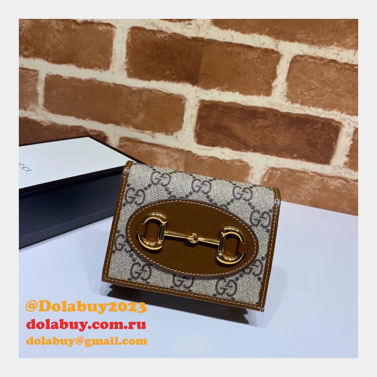 Top Quality Gucci Beige Fake 1955 Horsebit card case 621887 wallet