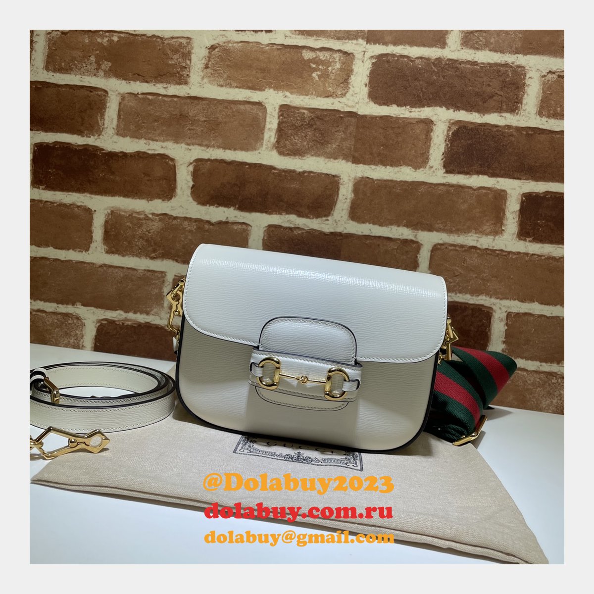 White Replica Gucci Horsebit 1955 mini 658574 bag