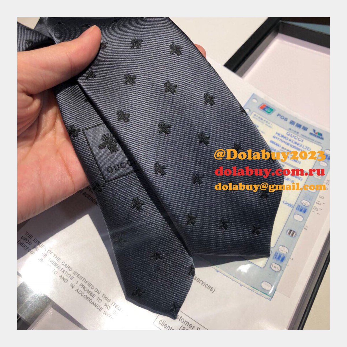 Gucci Huffero Designer Twill Silk Tie for Men Necktie