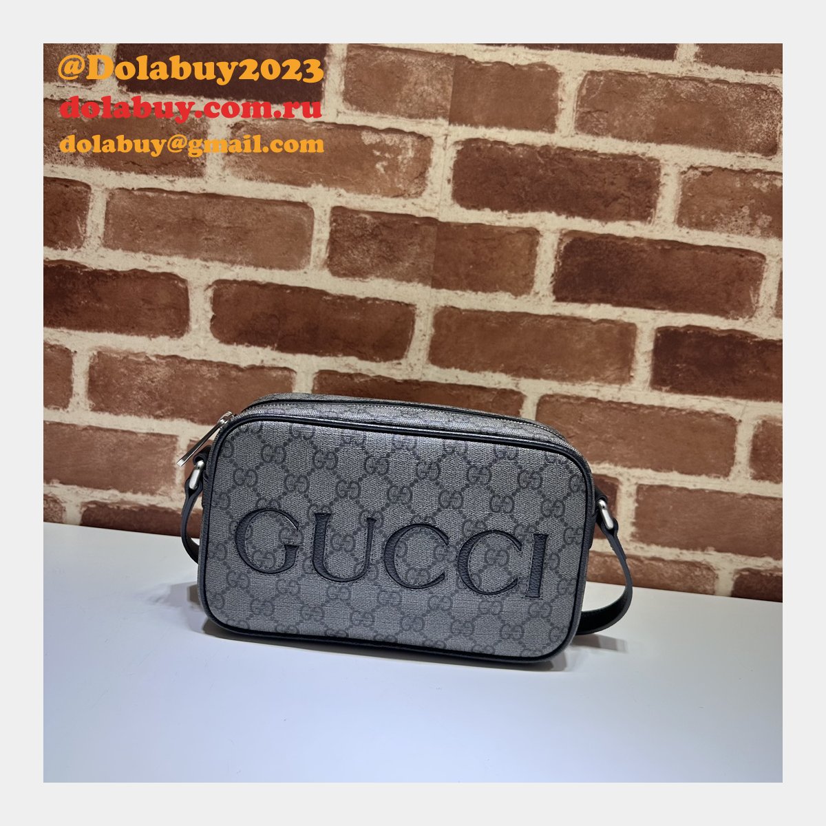 High Fashion Gucci 768391 Shoulder Grey and Black Replica Bag