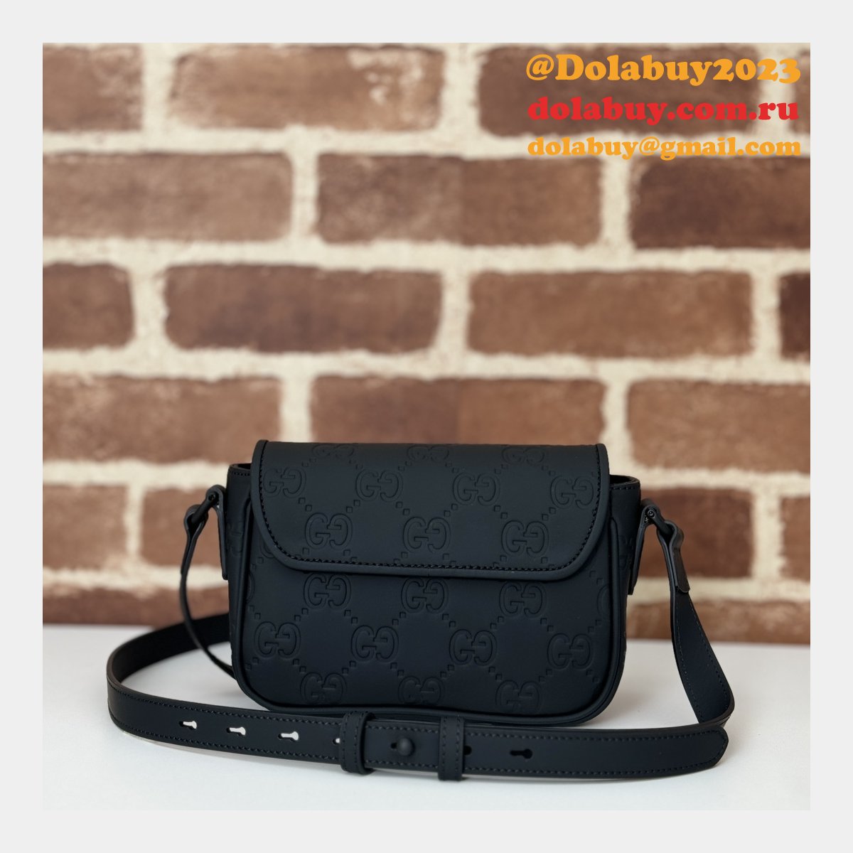 Designer Gucci GG Rubber-effect Super 794062 Black Knockoff Bag