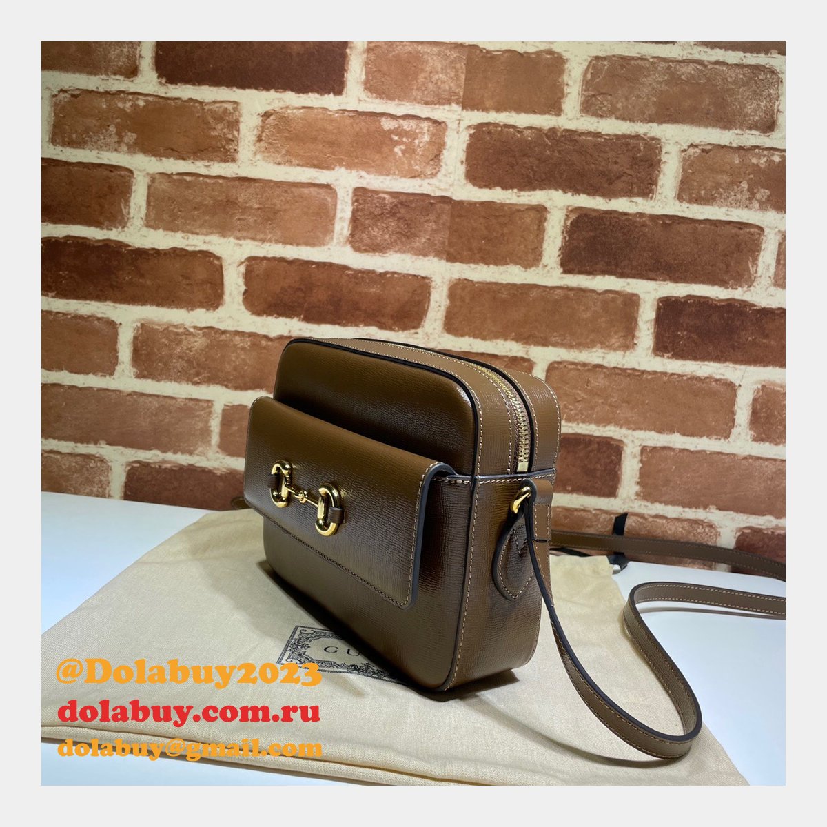 Gucci Horsebit 1955 Small Shoulder 645454 Black Army Green White Bag