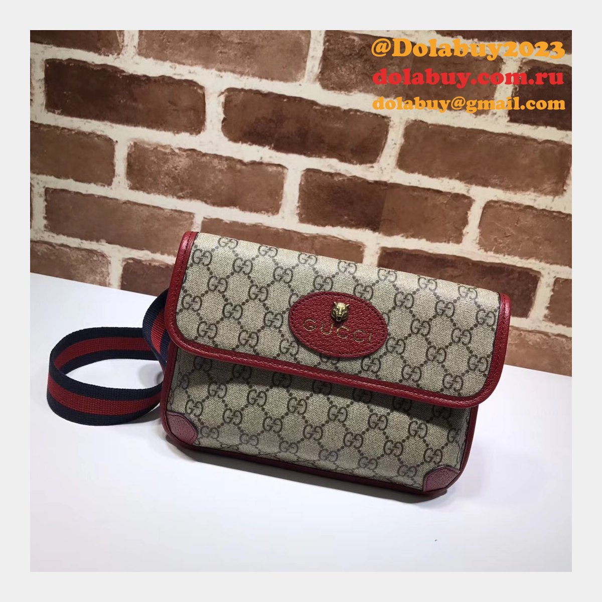 Designer Gucci Neo Vintage GG Supreme belt Replica 493930 bag