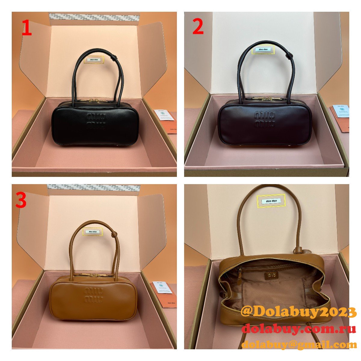 AAA+ Fashion MIU MIU 5BB173 Leather Beau Bag