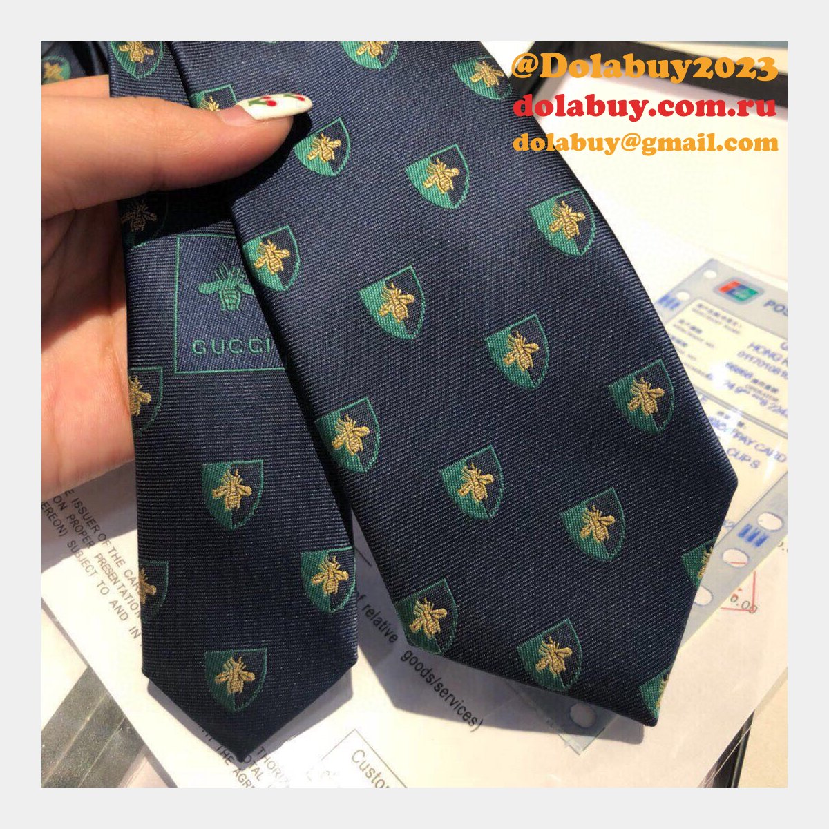 Gucci Silk tie Jacquard crafts insect pattern