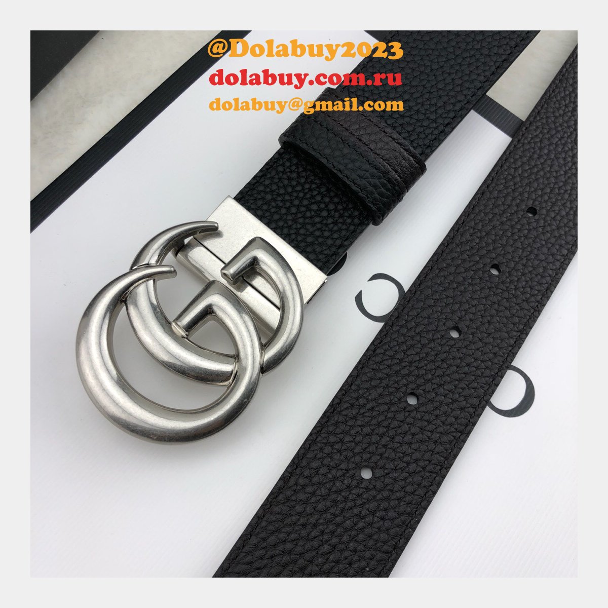 AAA+ Gucci 38mm Replica GG sliver/golden black Belt