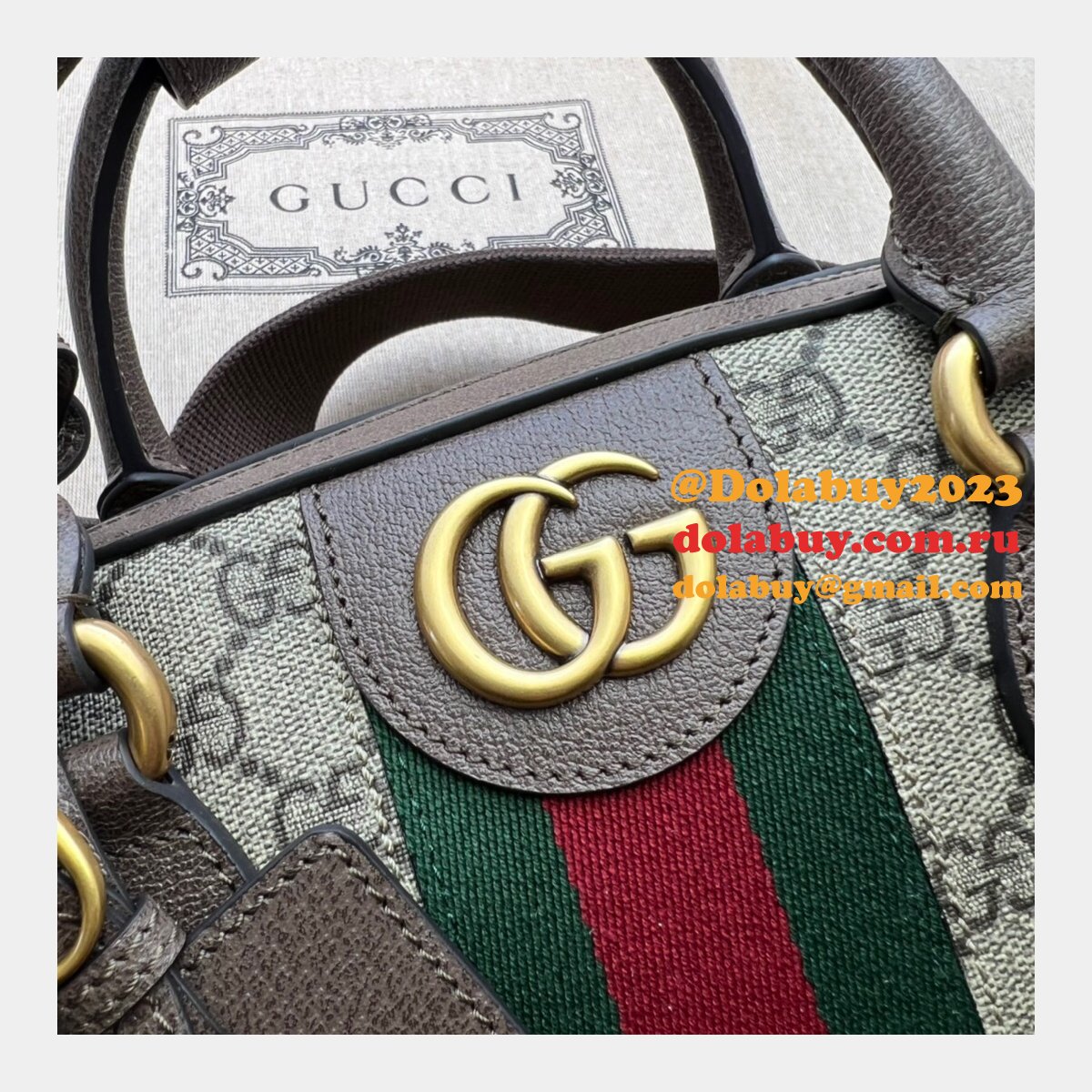 Top Quality Gucci UK Savoy 724654 Bowling Ebony Supreme Tote Bag