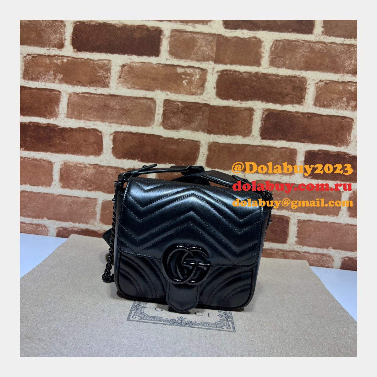 Perfect Gucci GG Marmont matelasse 739681 shoulder Fake bag