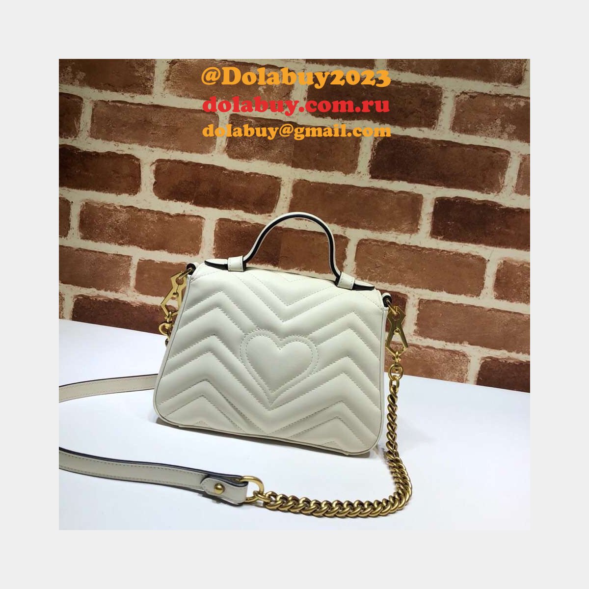 Cheap 547260 Gucci Chevron Leather GG Marmont Mini Top Handle