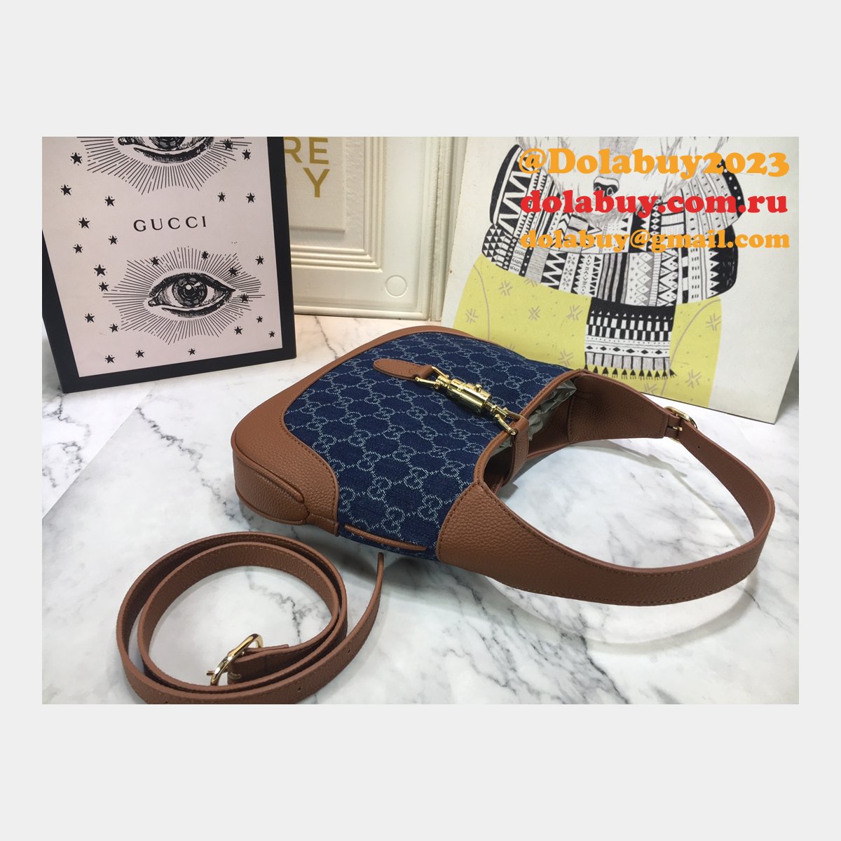 Gucci 1:1 Quality Jackie 1961 small shoulder 636706 Dark blue bag