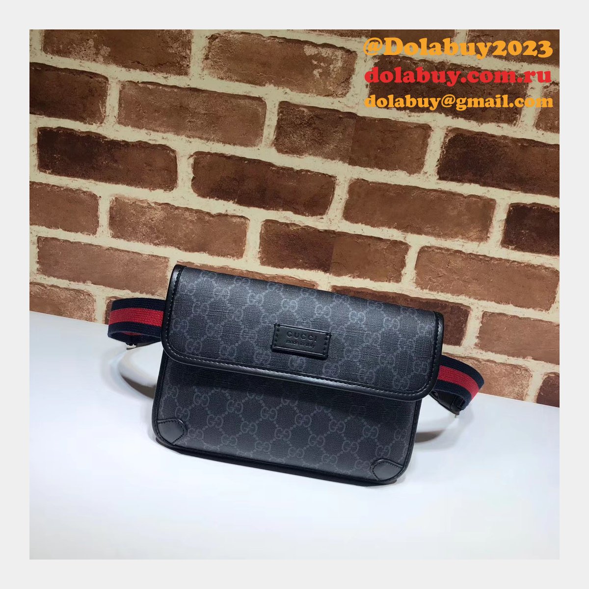 Gucci Top Quality 598113 GG Black belt bag