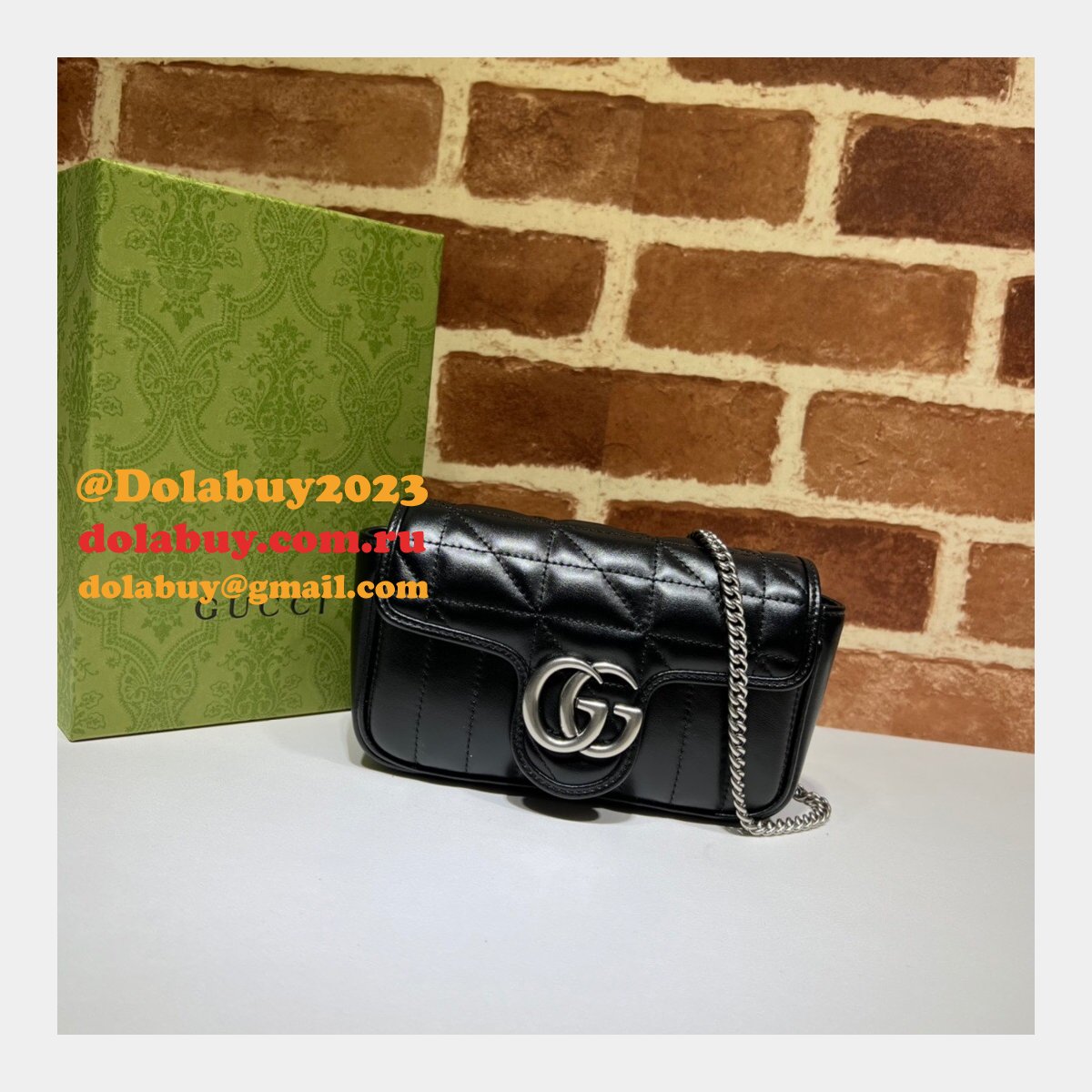 Luxury 7 Star Replica Gucci 476433 GG Marmont matelassé mini bag