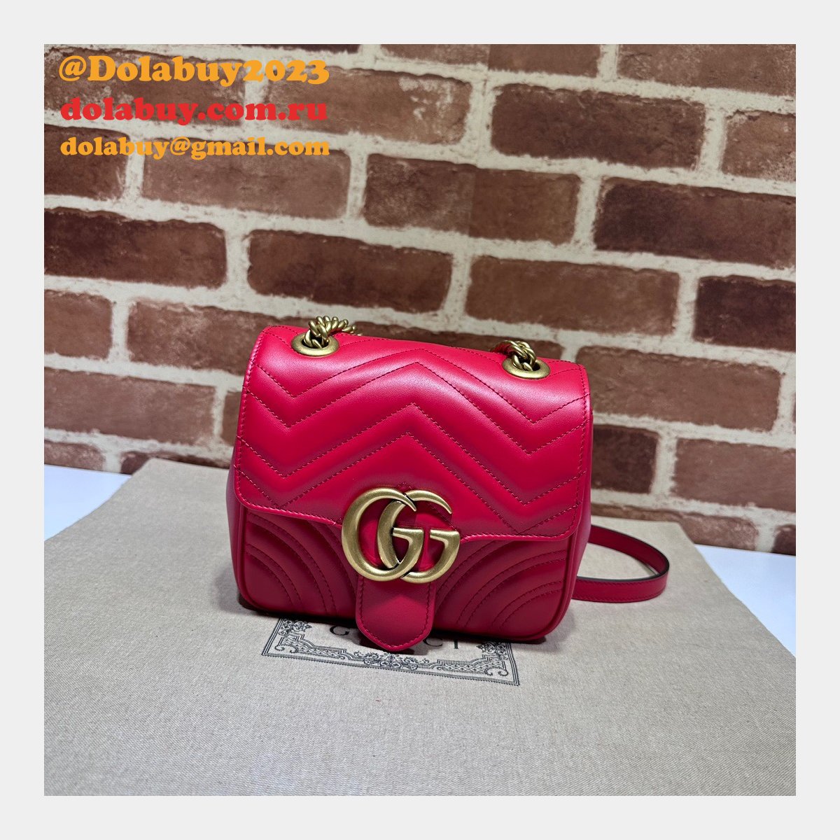 Copy Gucci Replica GG Marmont Shoulder Wholesale 739682 Luxury Bag