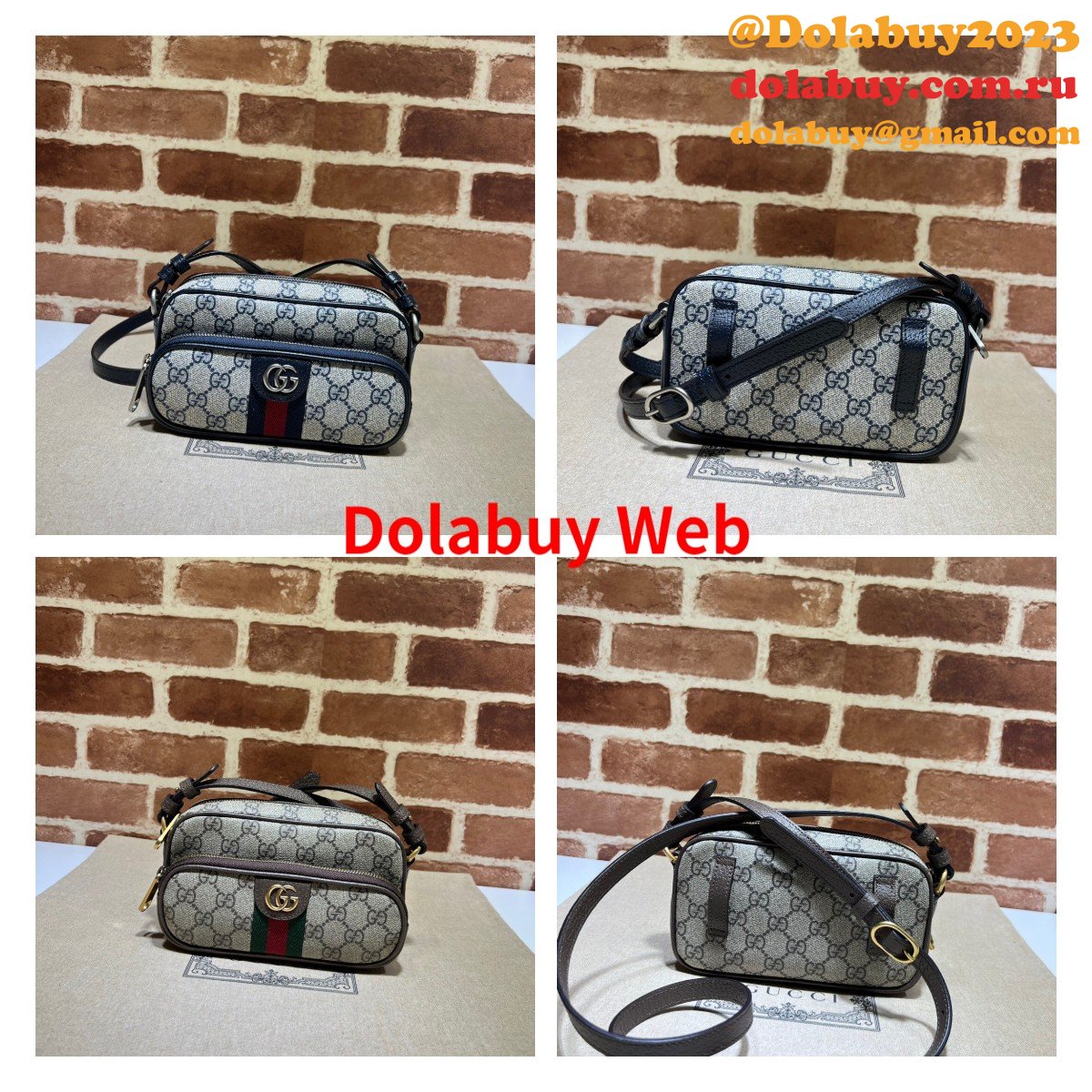 Brown/Blue Gucci Replica Ophidia GG 722557 Bag