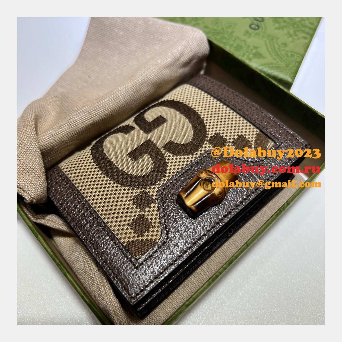 UK Gucci Replica 658244 Diana Jumbo GG Card Case for sale