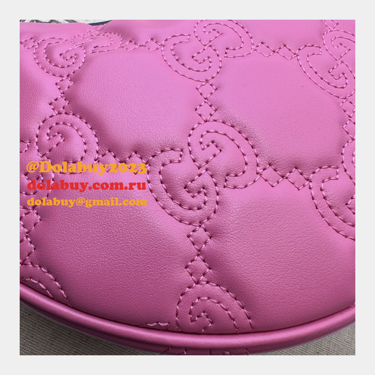 Gucci Replica 739709 GG Matelassé Duplicate Shoulder Pink Bag