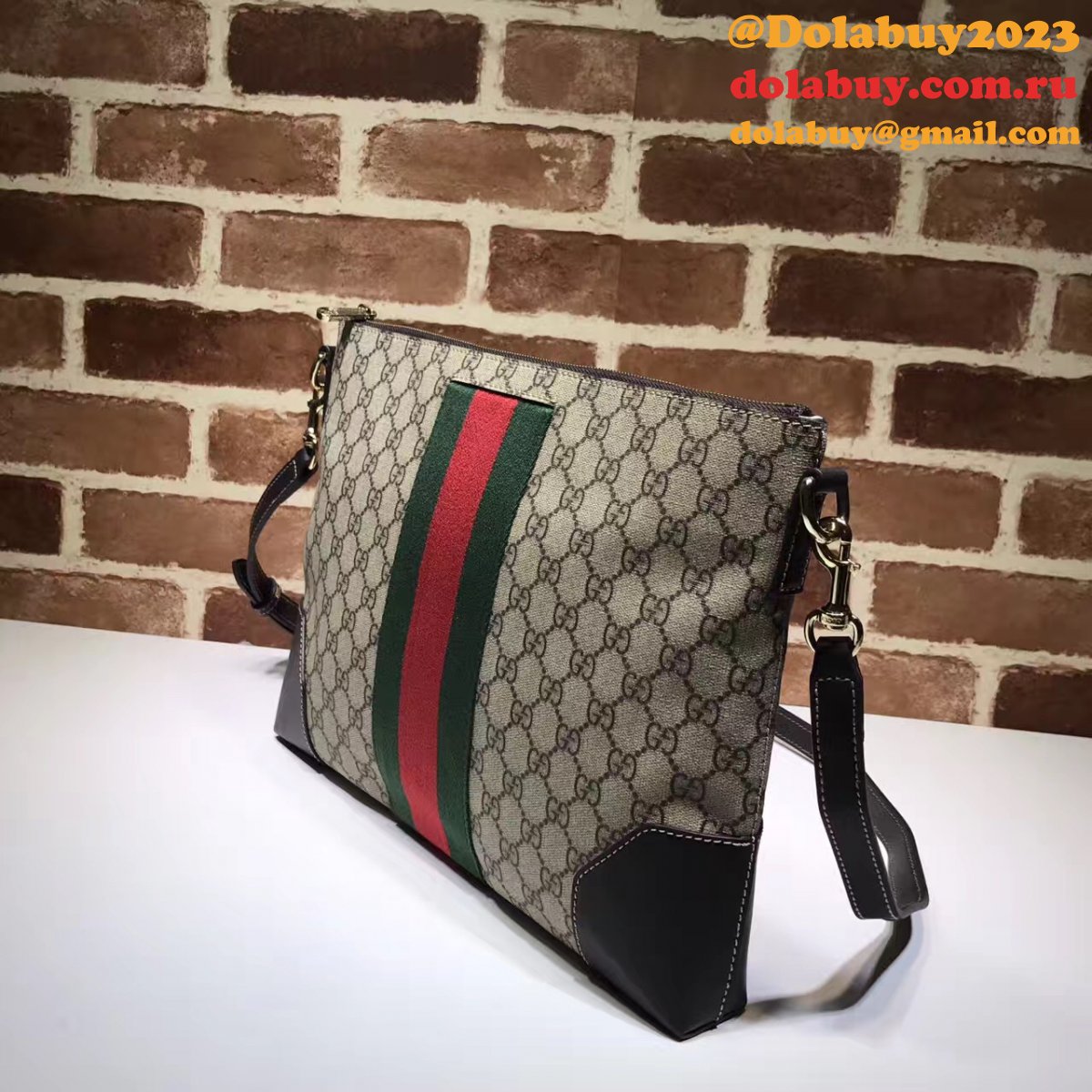 7 Star Gucci Fake 474139 GG Supreme Wide Messenger