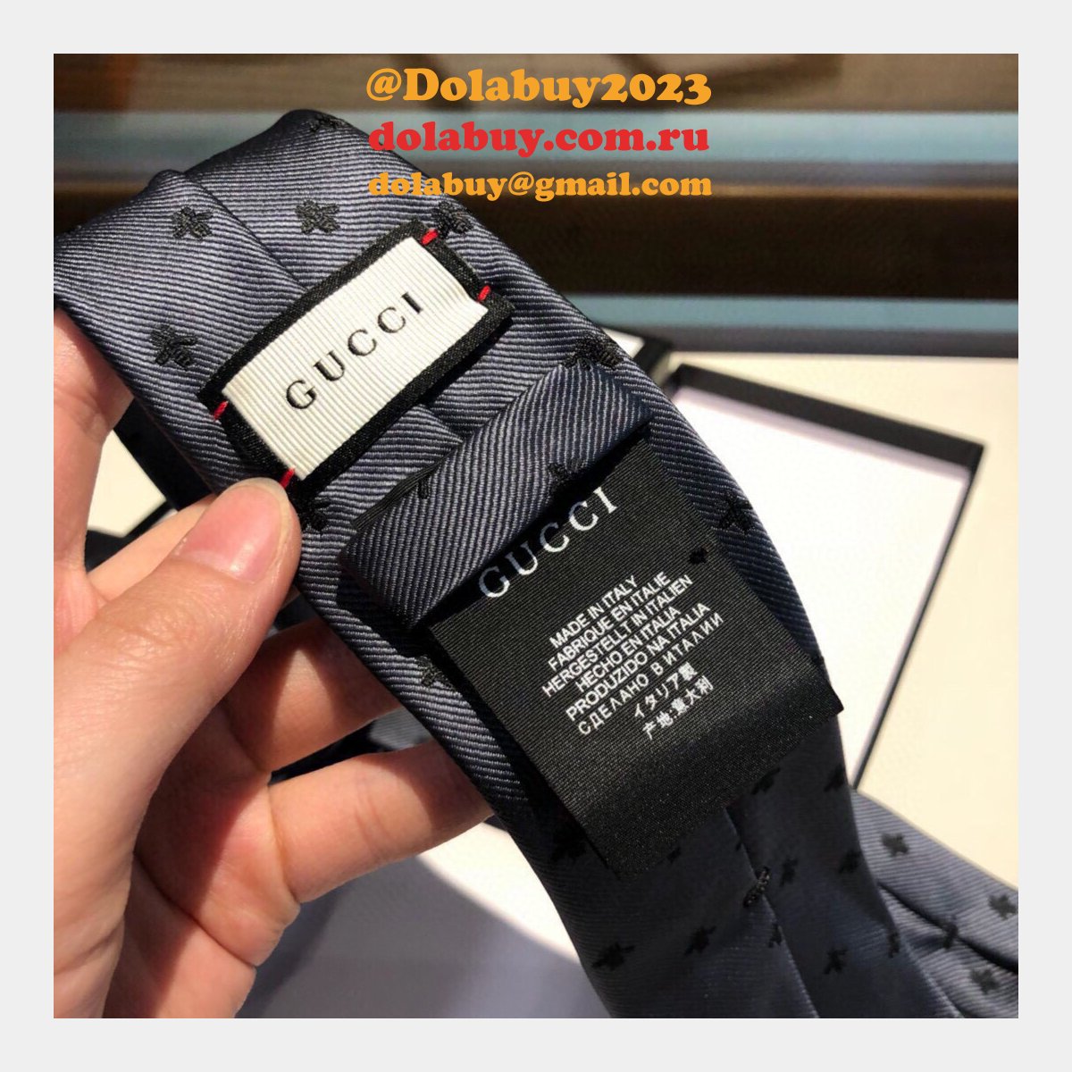 Gucci Huffero Designer Twill Silk Tie for Men Necktie