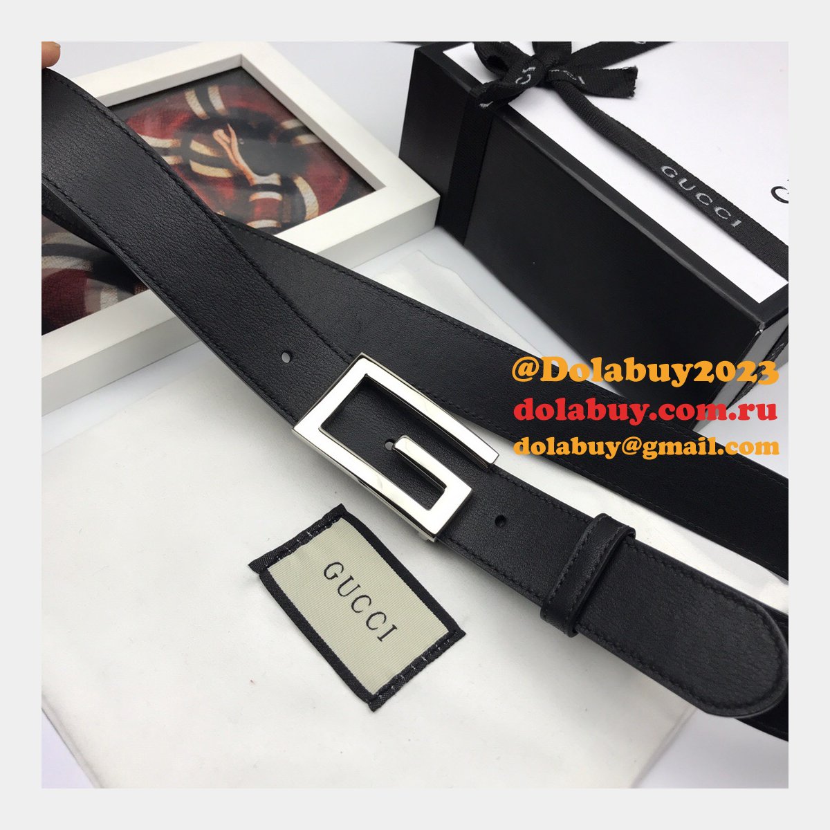 Luxury Gucci 35mm Buckle Black leather belt replica