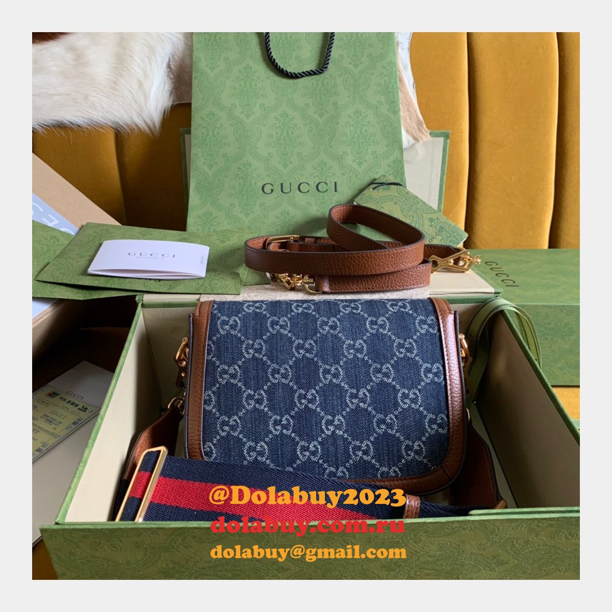 High Quality Gucci Replica Horsebit 1955 mini bag 658574 GG Supreme canvas