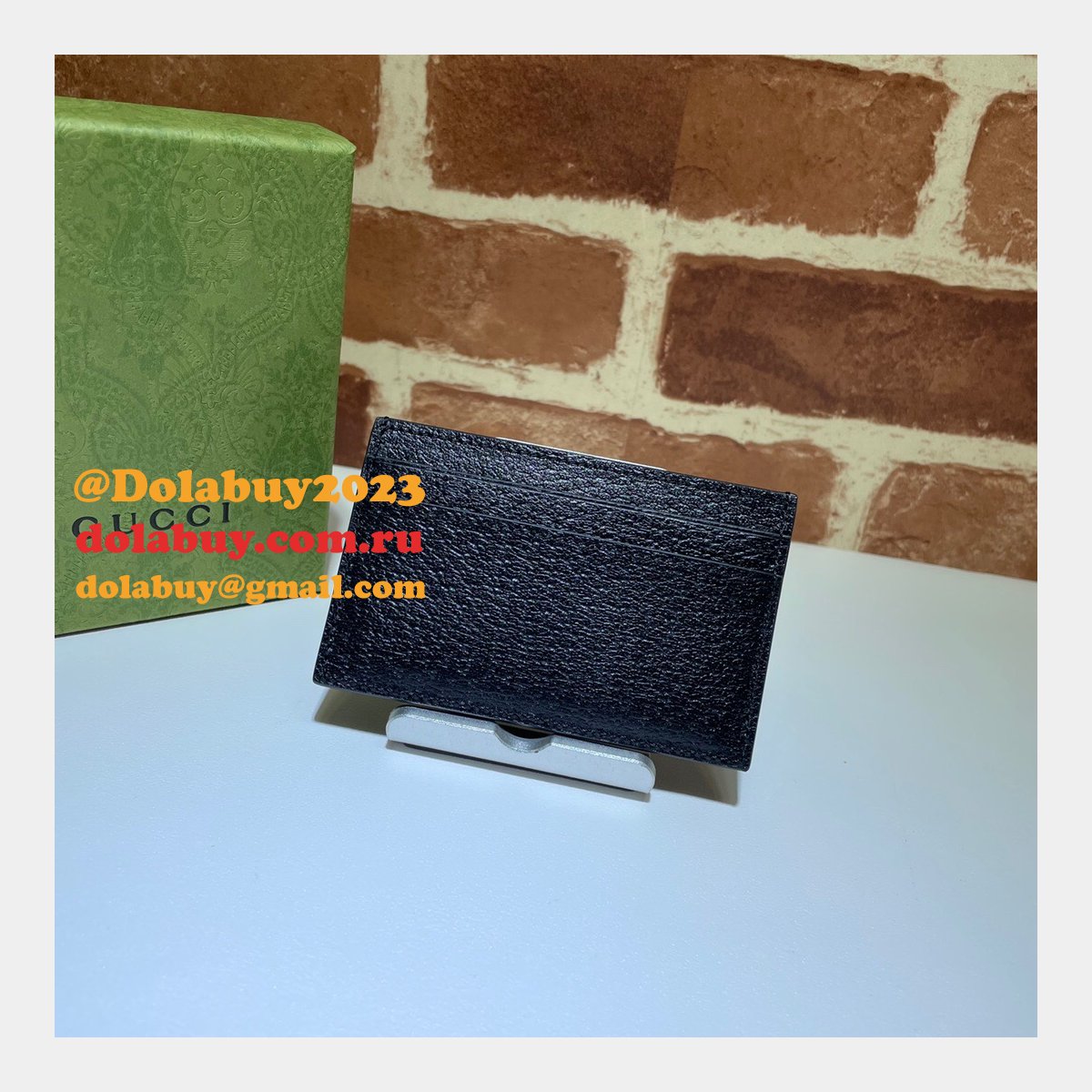 Gucci Best 657588 Replica GG Marmont card case in black leather