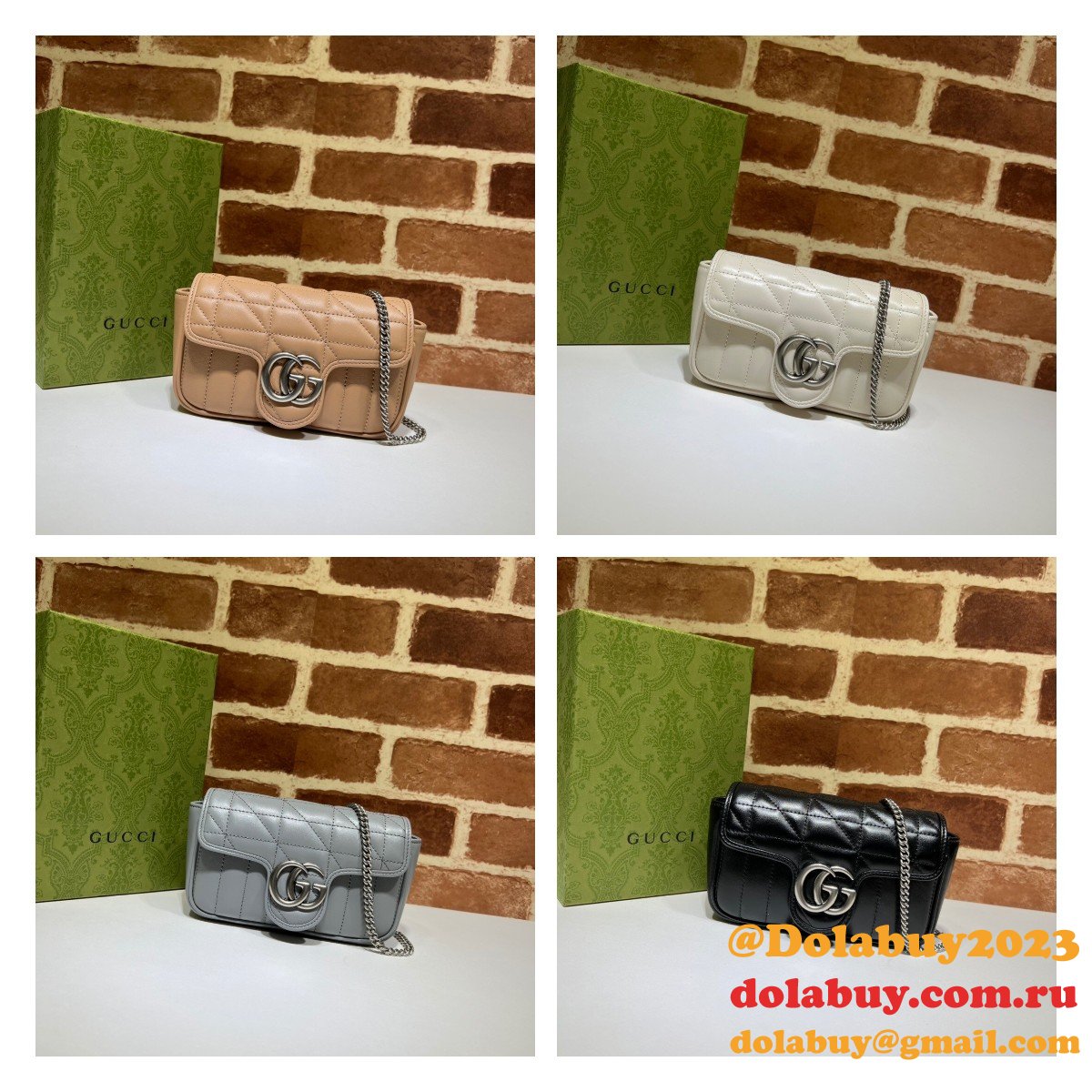 Luxury 7 Star Replica Gucci 476433 GG Marmont matelassé mini bag