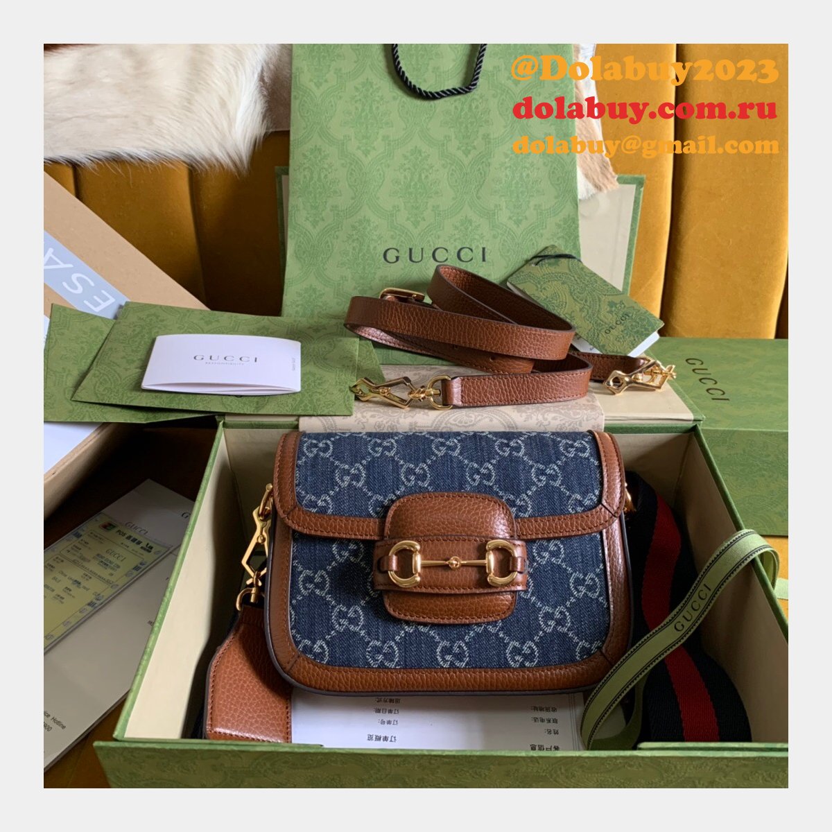 High Quality Gucci Replica Horsebit 1955 mini bag 658574 GG Supreme canvas