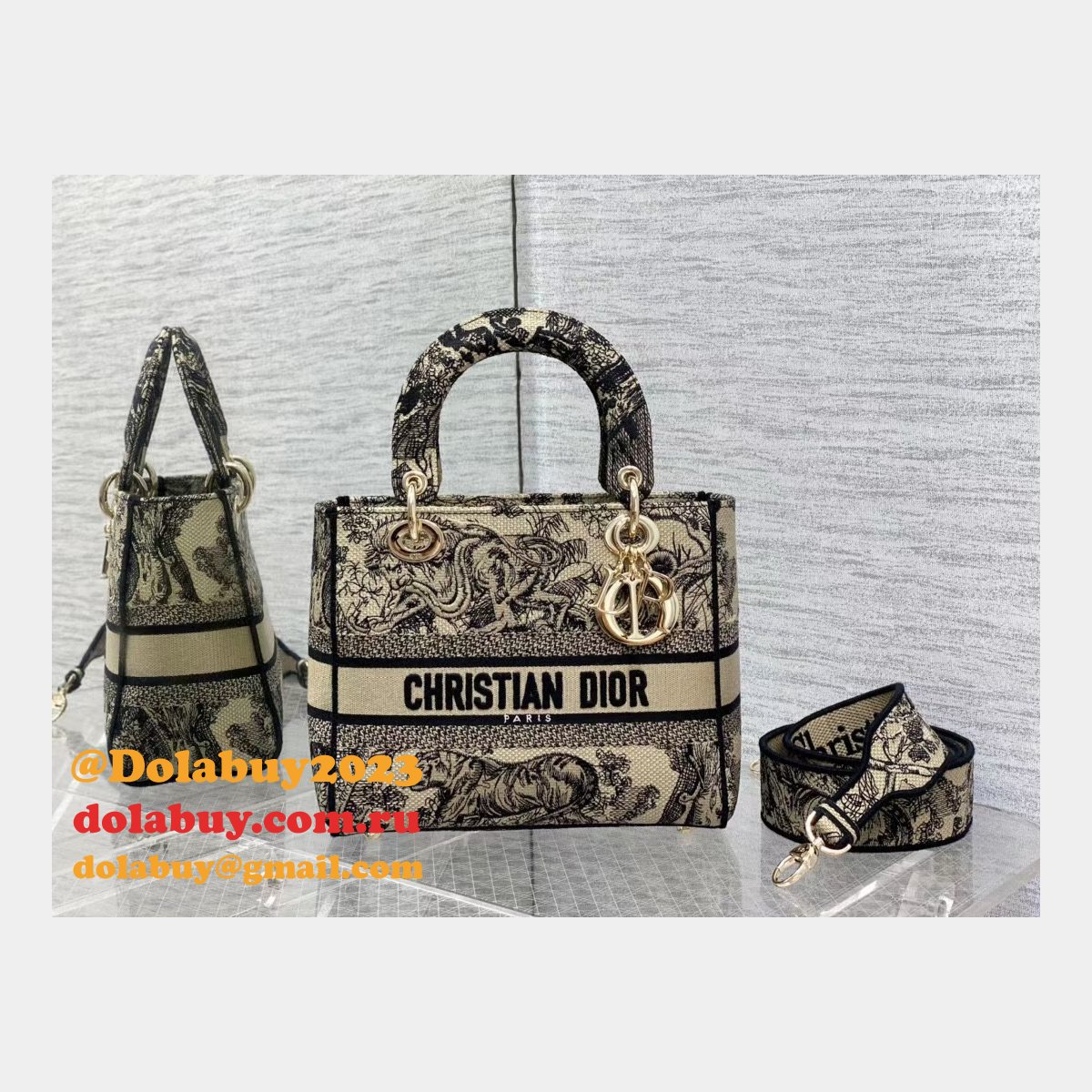 Wholesale Leather Lady Dior 24cm Replica Shoulder Handbag