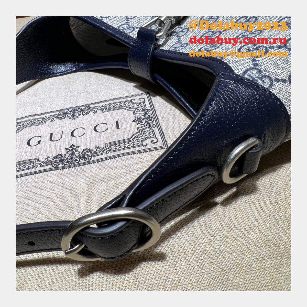 Gucci Wholesale Jackie 1961 small shoulder bag ‎678843 Beige and blue