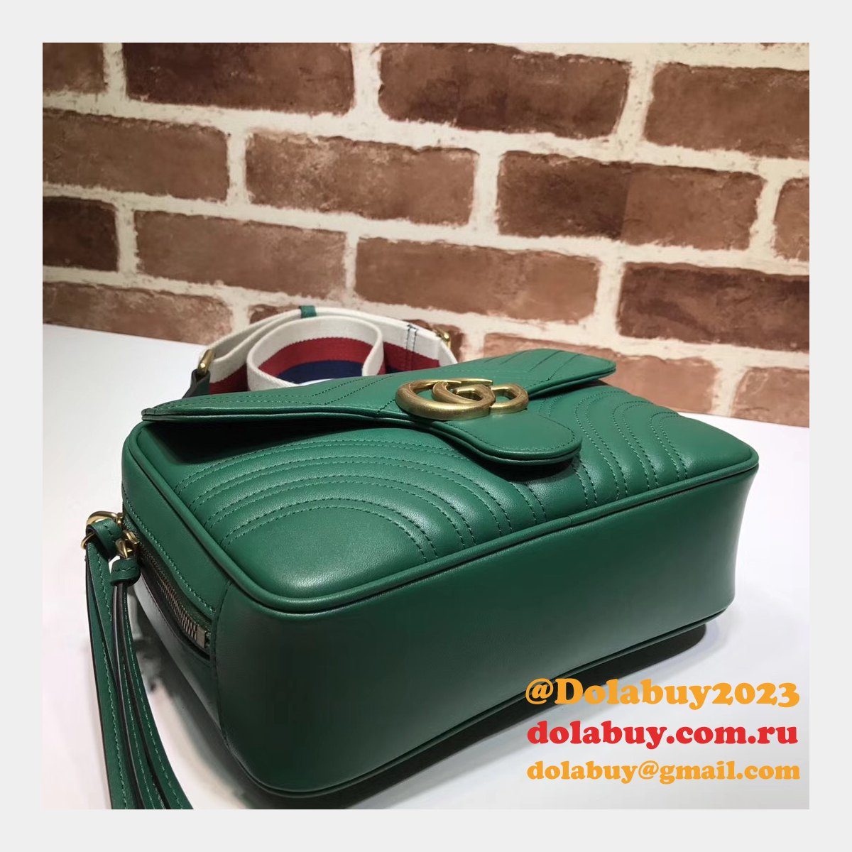 Top Quality Gucci Replica 498100 Leather GG Marmont Small Shoulder Bag