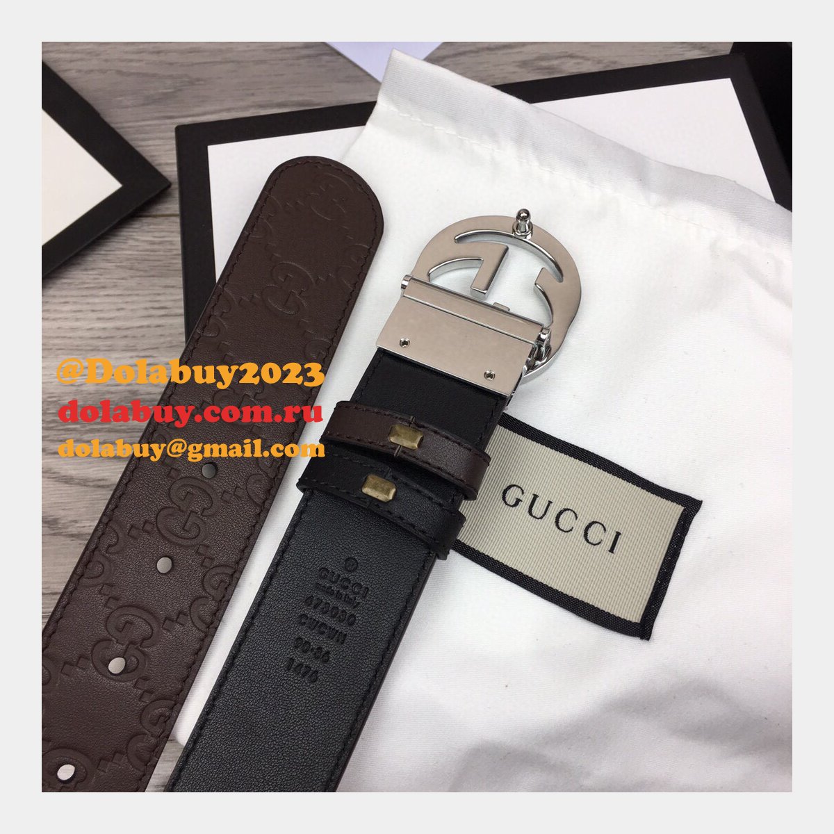 Fake Gucci 37MM Double G leather Replica belt
