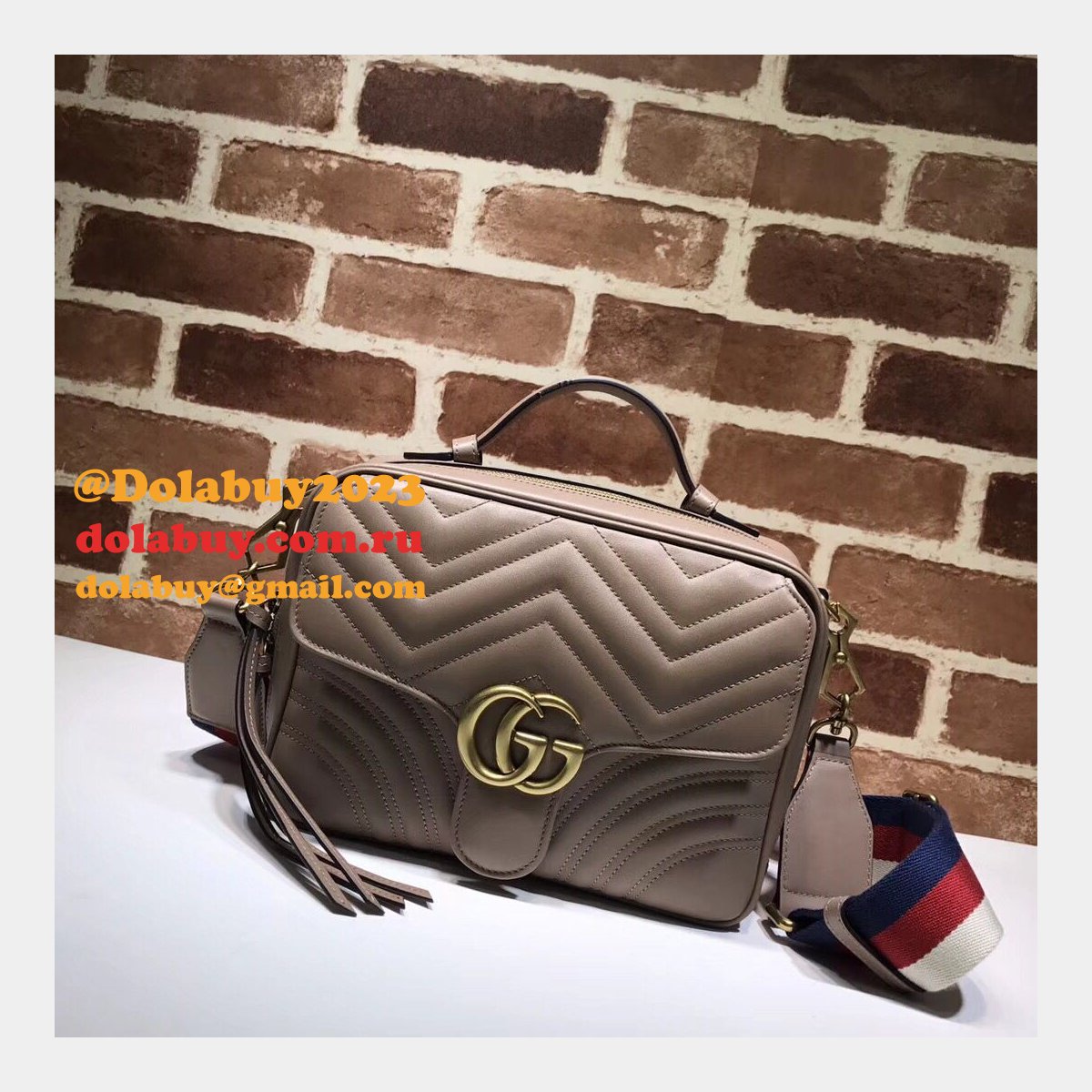 Top Quality Gucci Replica 498100 Leather GG Marmont Small Shoulder Bag