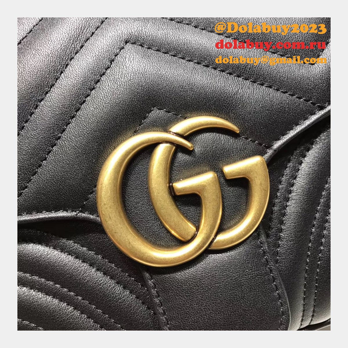 Top Quality Gucci Replica 498100 Leather GG Marmont Small Shoulder Bag