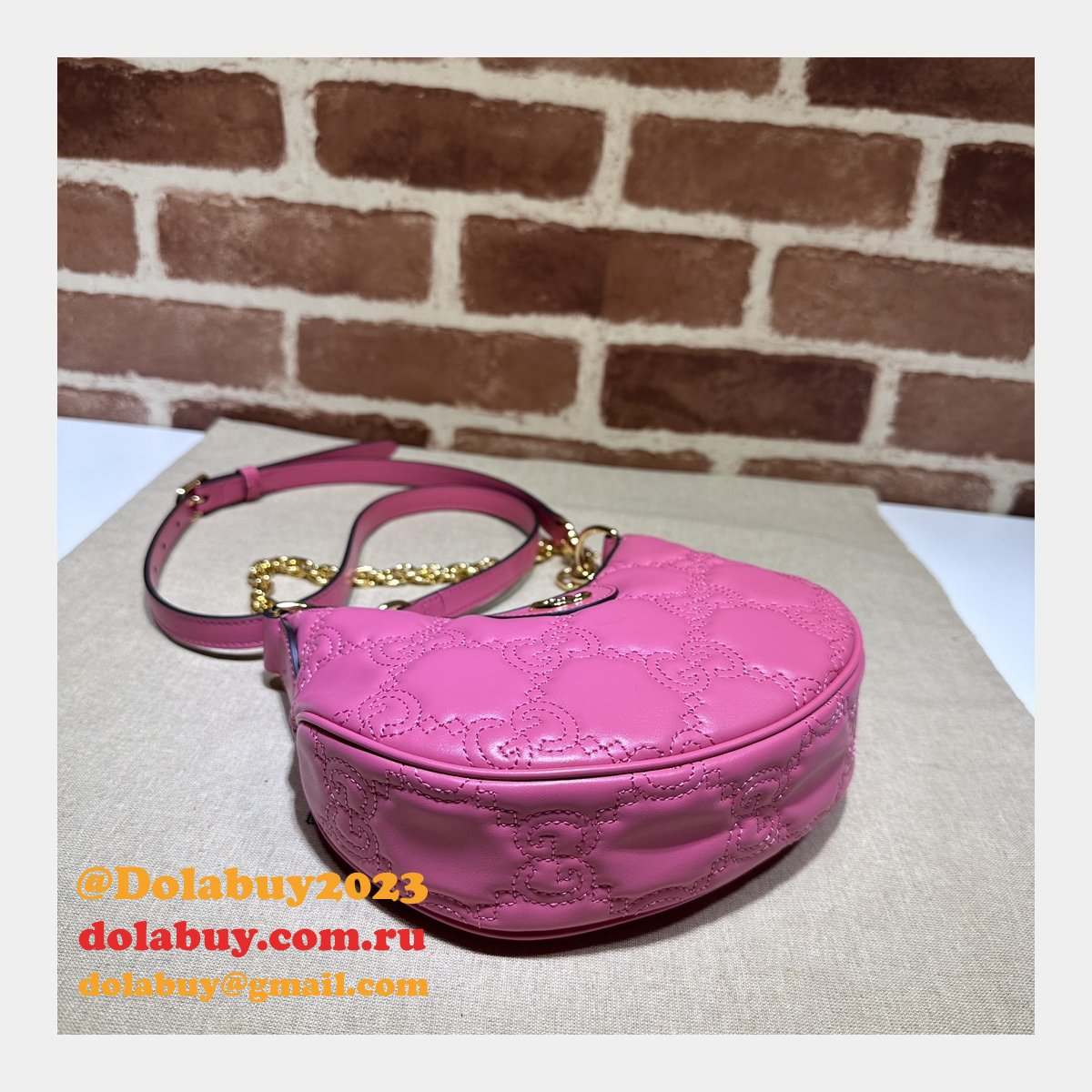 Gucci 1:1 Mirror 739736 GG Matelassé Designer Black/Pink Bag