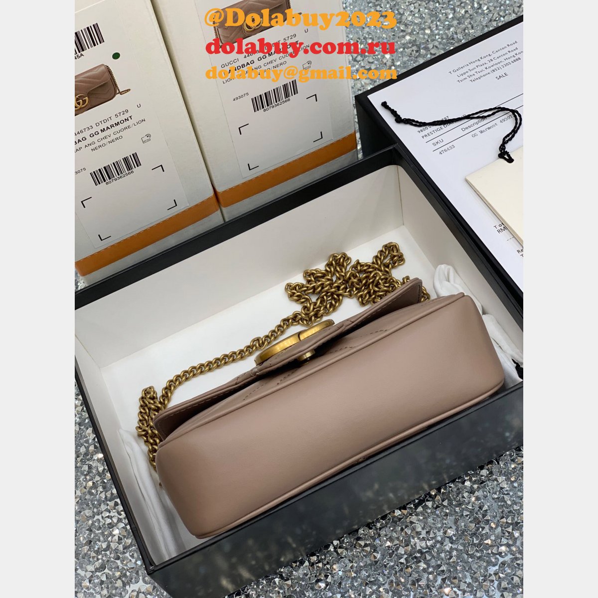 Gucci Wholesale GG Marmont Mini chain shoulder 476433 bag