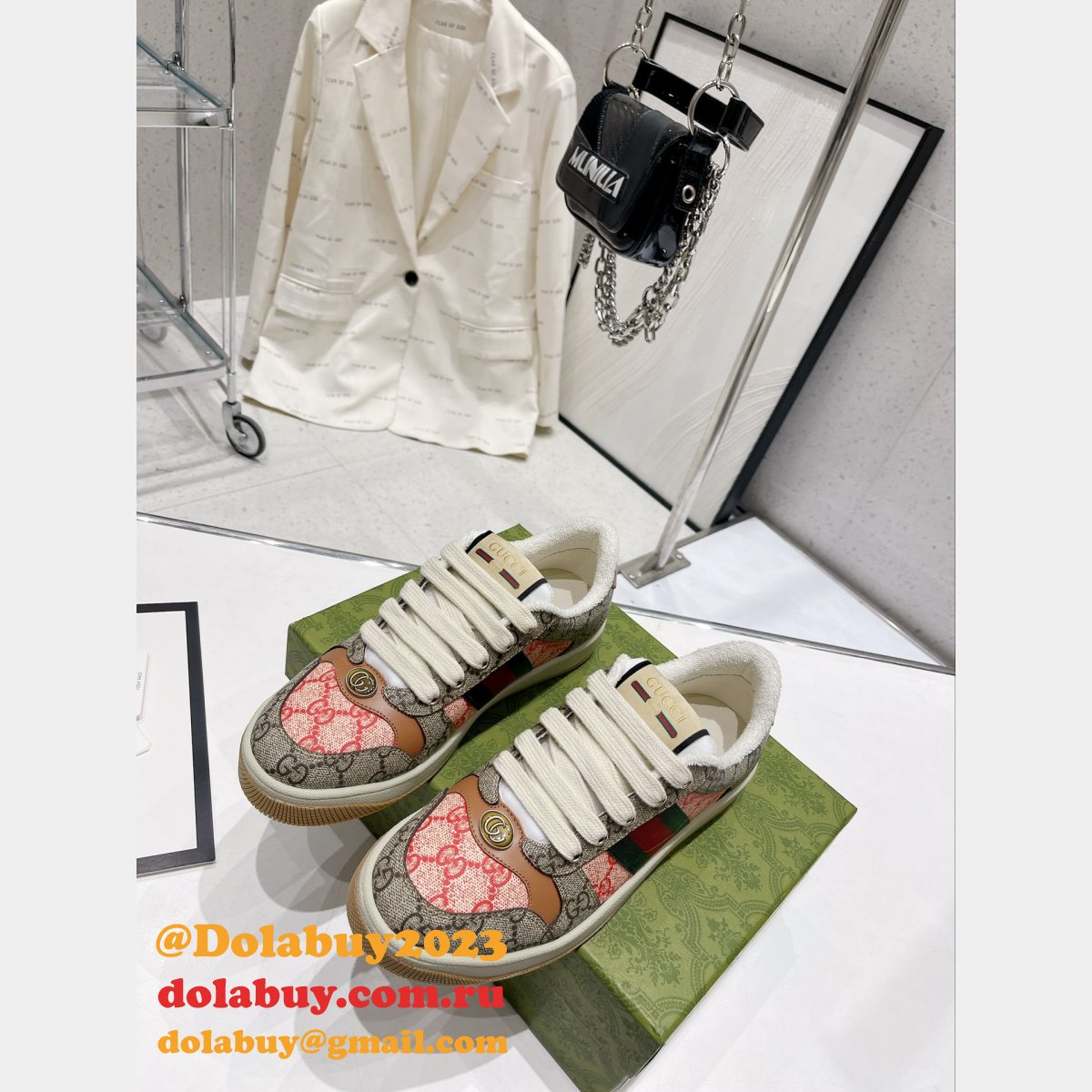 Gucci Dirty Embroidery Cowhide Shoes Replica Shop