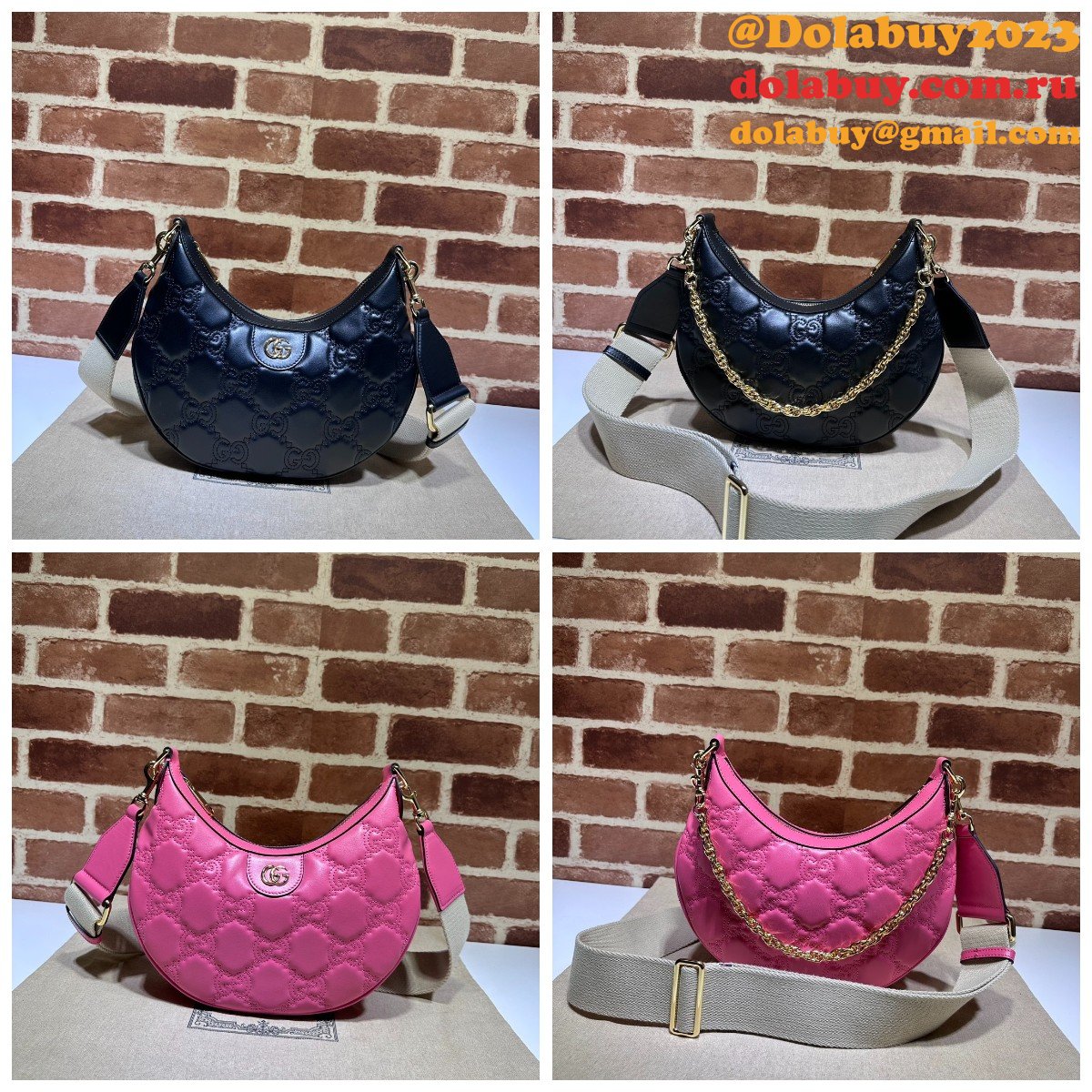 Gucci Replica 739709 GG Matelassé Duplicate Shoulder Pink Bag